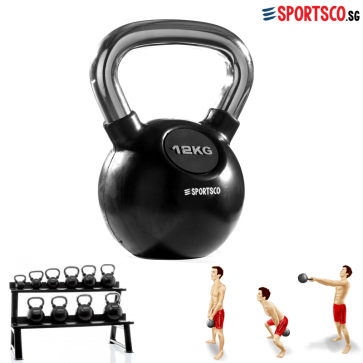 12KG Rubber Coated Kettlebell with Chrome Handle