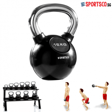 16KG Rubber Coated Kettlebell with Chrome Handle