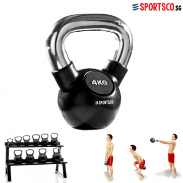 4KG Rubber Coated Kettlebell with Chrome Handle