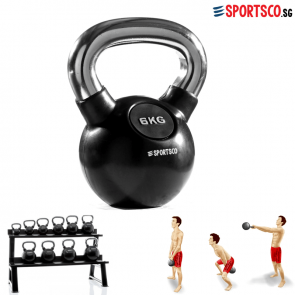 6KG Rubber Coated Kettlebell with Chrome Handle